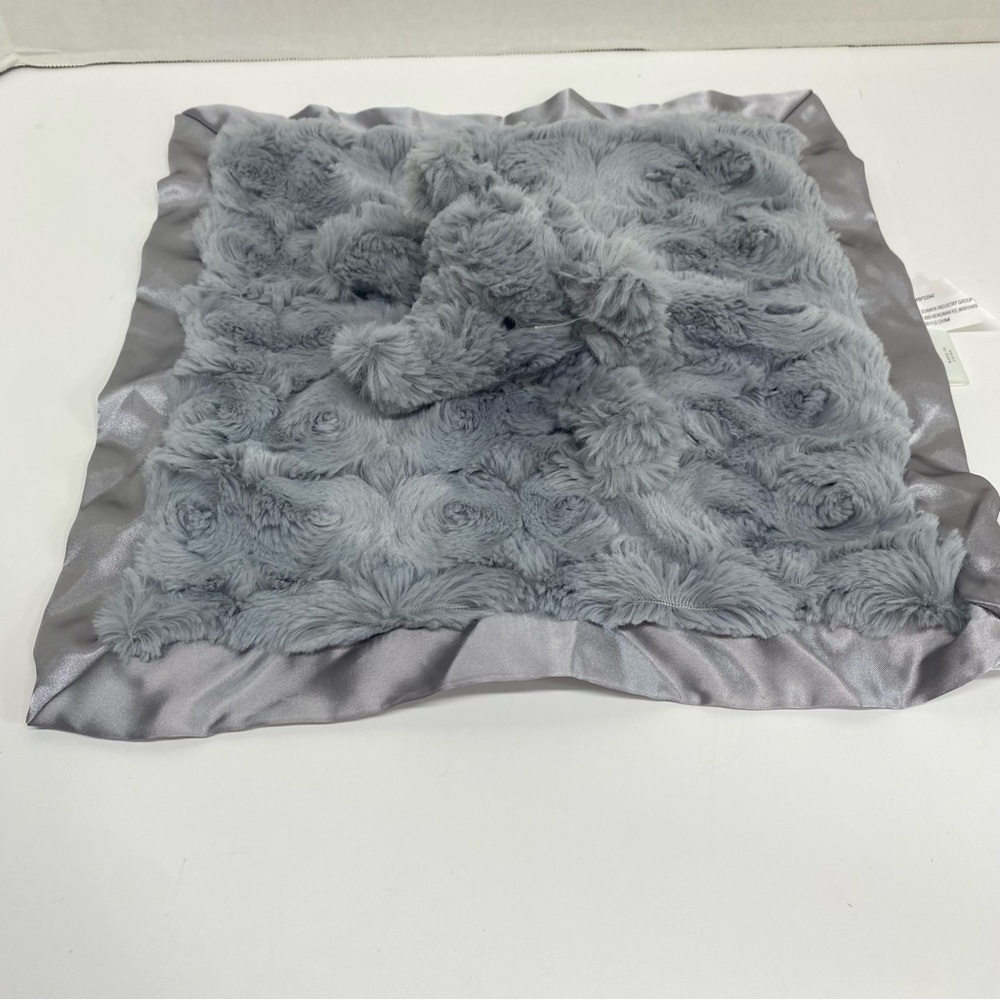 Cloud Island Gray Elephant Lovey Security Blanket Satin Trim and Back Baby Plush